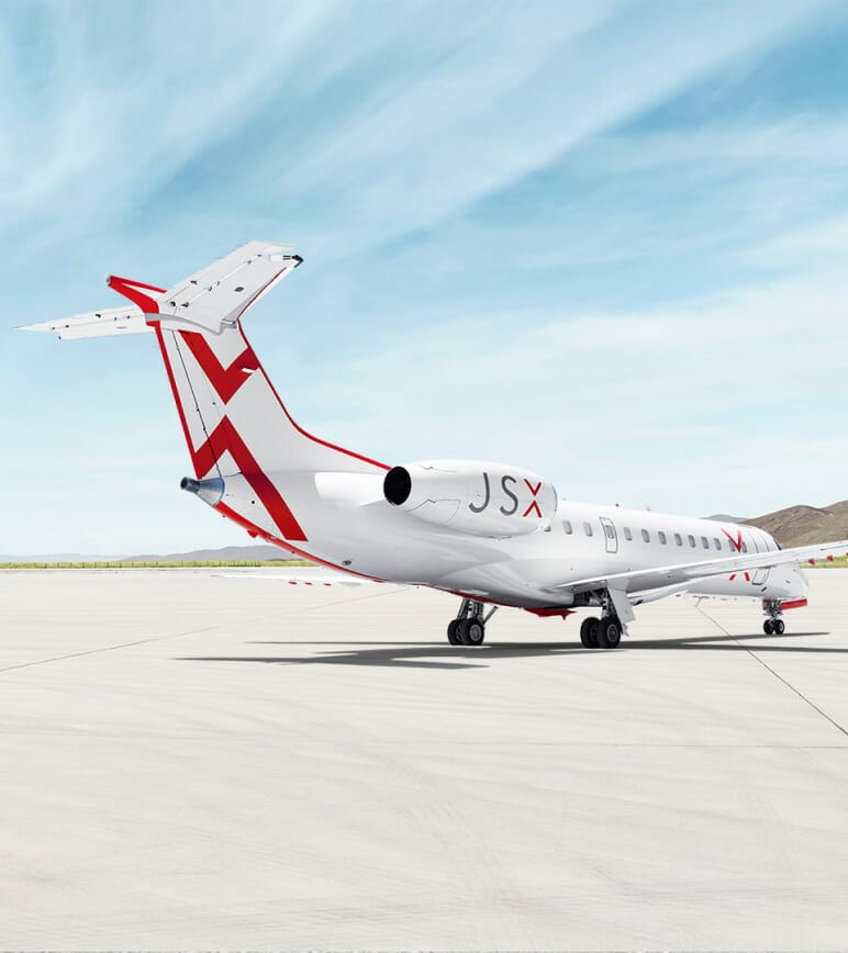 JSX airplane on tarmac